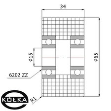 Rolka tworzywowa podwjnie uoyskowana fi.65mm       R-65-34/15